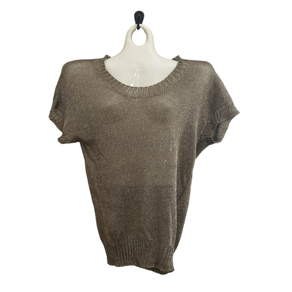 Vince gold metallic short dolman sleeve sweater